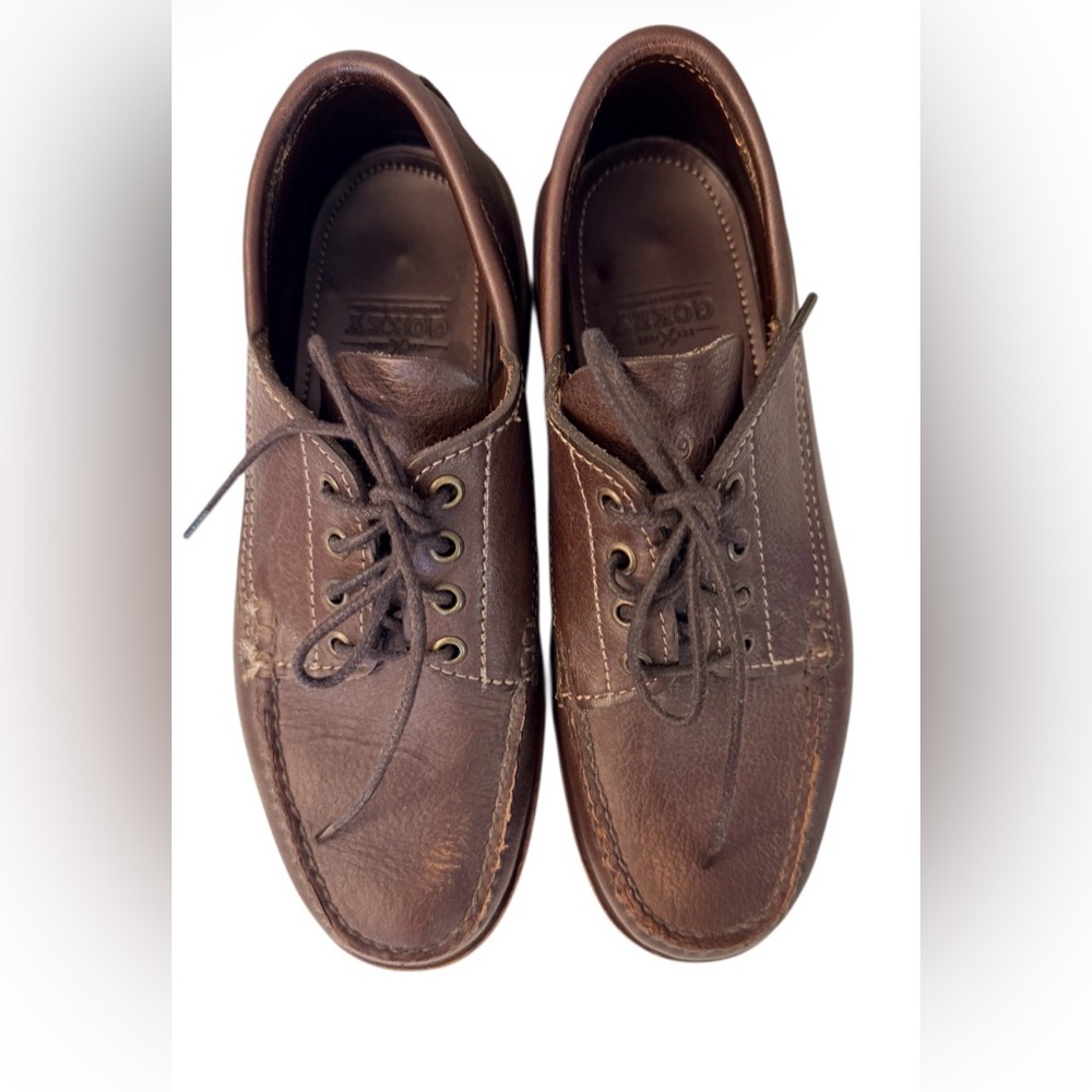 Gokey Brown Leather Lace-Up Loafers Moccasin Shoes Men’s Size 9D